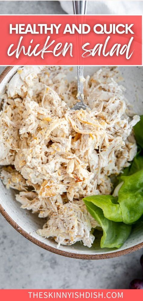 Low Calorie Chicken Salad Sandwich, Health Chicken Salad Healthy Recipes, Lazy Chicken Salad, Chicken Salad No Pickles, Bariatric Shredded Chicken Recipes, Skinnytaste Chicken Salad, Chicken Salad For Picky Eaters, Skinnytaste Recipes Lunch, Ww Friendly Lunch Ideas