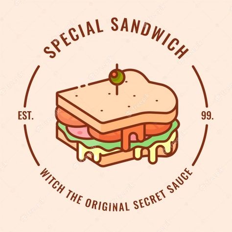 Premium Vector | Sandwich logo design Sandwich Logo Design, Logo Design Makanan, Sandwich Logo, Sandwich Drawing, Sandwich Design, Benny And Joon, Burger Cartoon, Healthy Food Logo, Lab Logo