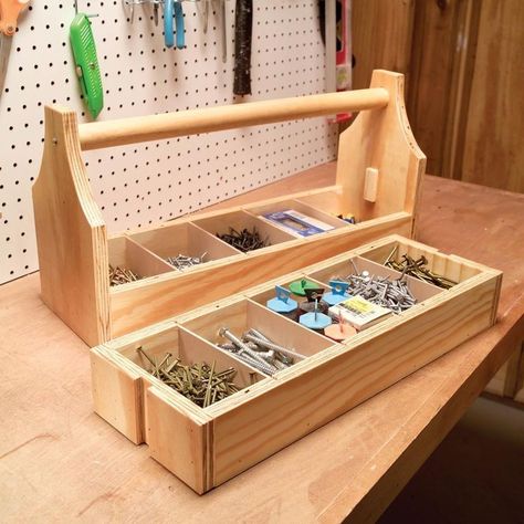 Tools Box Ideas, Craft Tool Box, Wooden Tool Box, Tools Box, Wood Tool Box, Wooden Tool Boxes, Tool Tote, The Family Handyman, Hardware Storage