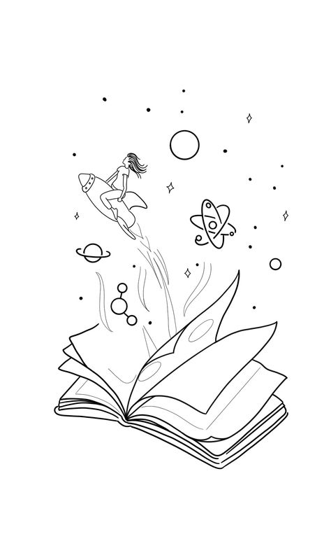 Open Book Drawing, Doodle Doodle, Book Outline, Mushroom Drawing, Beautiful Tattoo, Pencil Drawings Easy, Art Drawings Sketches Pencil, Book Tattoo, Line Art Design