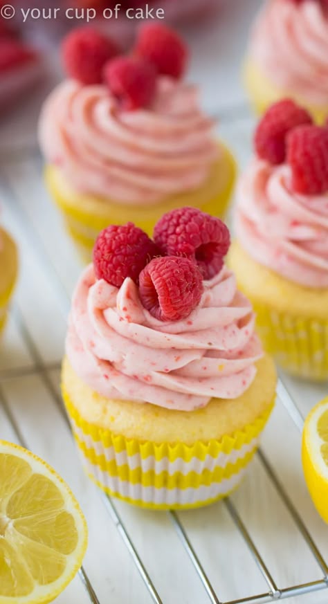 The only thing better than a cold raspberry lemonade are these Raspberry Lemonade Cupcakes! Fun fact: I actually put one in the freezer and had my boyfriend try is cold (like a lemonade) and he loved it! Okay, first things first.  People always ask about my cute colorful liners that keep their color even after baking... well they are from Sweets & Treats! They never let me down! You know I love cake mix recipes, but this one I have a scratch and cake mix version depending on what you want!  Both Raspberry Lemonade Cupcakes, Lemon Raspberry Cupcakes, Cupcakes Lemon, Cupcake Recipes From Scratch, Raspberry Frosting, Lemonade Cupcakes, Summer Cupcakes, Recipes From Scratch, Raspberry Cupcakes