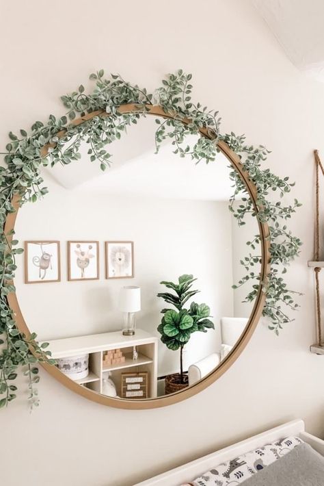 Safari Nursery Mirror, Greenery Nursery Neutral, Tropical Rainforest Nursery, Baby Girl Jungle Nursery, Girls Safari Nursery, Mirror For Nursery, Safari Nursery Room, Mirror Nursery