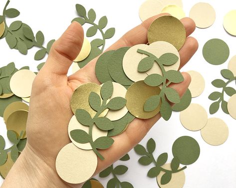 Greenery Cupcake Toppers Greenery Baby Shower Decorations | Etsy Safari Baby Birthday, Baby Shower Verde, Gold Birthday Party Decorations, Leaf Confetti, Boy Baby Shower Ideas, Feuille Eucalyptus, Green Baby Shower, Gold Birthday Party, Baby Shower Decorations For Boys