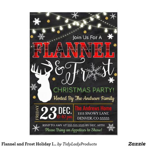 Flannel and Frost Holiday Invitation Plaid Christmas Party, Xmas Party Invitations, Christmas Party Invite, Cocktail Party Invitation, Holiday Graphics, Christmas Party Themes, Holiday Cocktail Party, Holiday Cocktail, Bachelorette Party Invitations