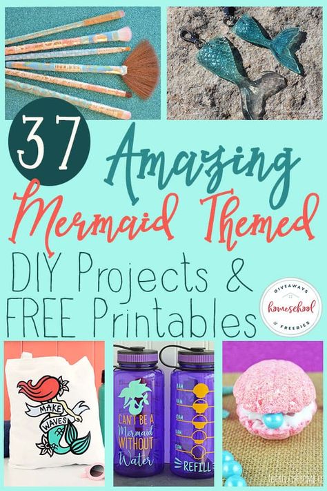 37 Amazing Mermaid Themed DIY Projects & FREE Printables - Homeschool Giveaways Mermaid Diy Crafts, Scrapbook Printables Free, Mermaid Bag, Mermaid Headband, Mermaid Magic, Paper Bag Puppets, Mermaid Crafts, Watercolor Mermaid, Raising Girls