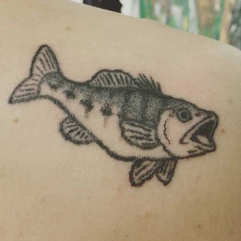 Saltwater Fish Tattoo Women, Fish Out Of Water Tattoo, Simple Bass Fish Tattoo, Freshwater Fish Tattoo, Fish With Legs Tattoo, Oscar Fish Tattoo, Salt Water Fish Tattoo, Bluegill Tattoo, Cool Fish Tattoo