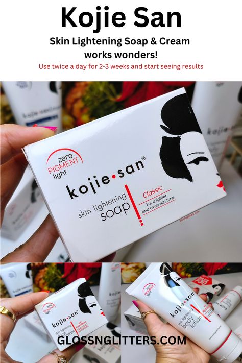 Kojie San Skin Lightening Soap Review | Glossnglitters.com Kojie San Soap Original, Koji San Soap, Kojie San Soap Before And After, Kojic Soap Before And After, Kojic Acid Before And After, Kojie San Soap, Skin Lightening Lotion, Skin Lightening Soap, Kojie San