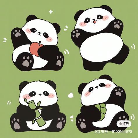 Cute Panda Doodle, Kawaii Panda Drawing, Panda Cute Drawing, Panda Animation, Panda Doodle, Panda Sketch, Chibi Panda, Sticker Panda, Cute Panda Drawing