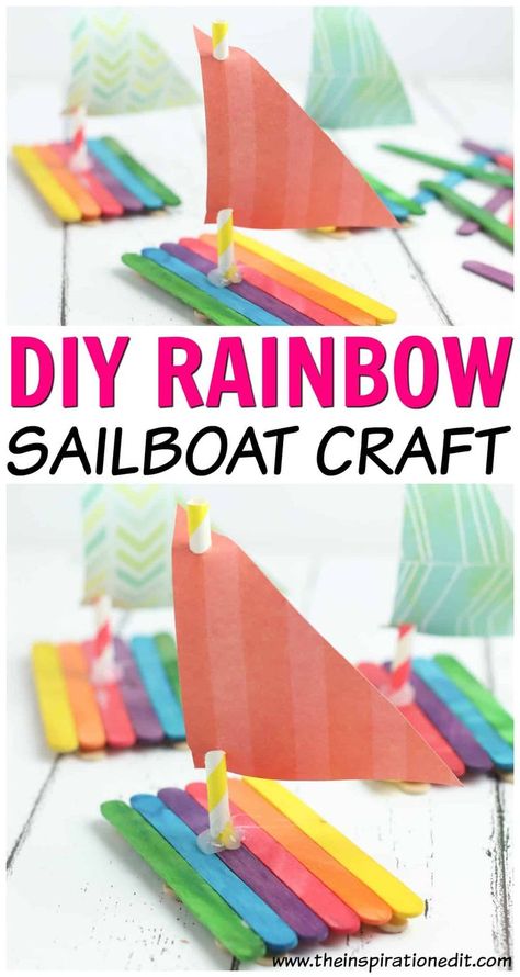 Sail Boat Crafts, Popsicle Stick Boat, Boat Craft, Sailboat Craft, Summer Preschool Crafts, Boat Crafts, Transportation Crafts, Transportation Preschool, Diy Boat