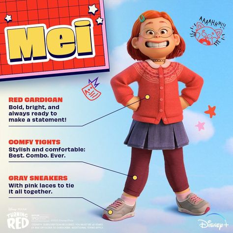 Meilin Lee, Mei Lee, Red Panda Cute, Princess Toadstool, Turning Red, 2000s Outfits, Star Darlings, Disney Sticker, Disney Princess Art