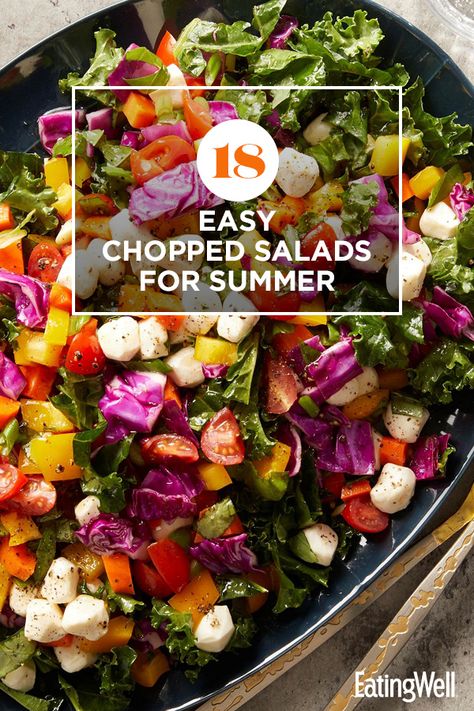 These easy chopped salad recipes would be a great addition to any summer meal. While some of these salads would be delicious next to a grilled main, others have enough protein in them that you could easily make it the star of your plate. #summerrecipes #healthysummerrecipes #healthyrecipes Easy Chopped Salad Recipes, Chopped Cobb Salad, Tandoori Chicken Salad, Salads For Summer, Easy Chopped Salad, Creamy Cilantro Dressing, Chopped Salads, Tomatoes And Cucumbers, Chef Salad Recipes