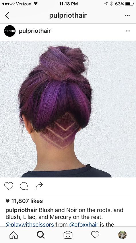 Undercut Hair, Hair Tattoo, Undercut, Purple Hair, The Back, Tattoos, Purple, Hair