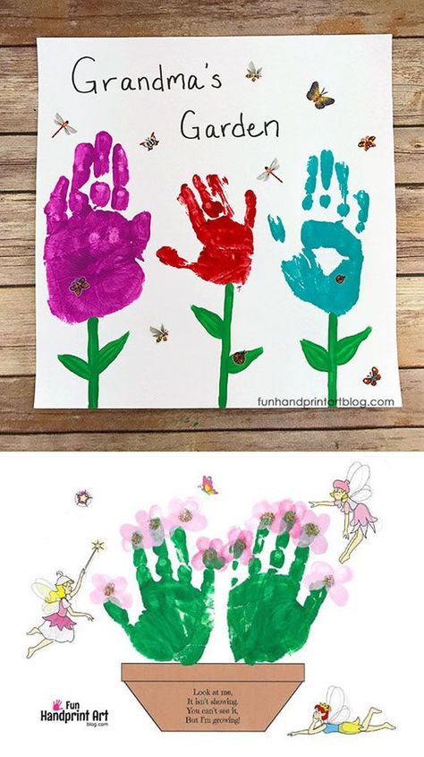 Flower Garden Handprint Crafts to Make Grandmas for Mother's Day Crafts For Grandma, Birthday Presents For Grandma, Grandma Crafts, Handprint Keepsake, Grandparents Day Crafts, Easy Mother's Day Crafts, Diy Mother's Day Crafts, Presents For Grandma, Diy Gifts To Make