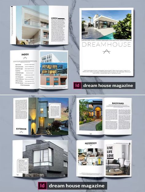 Dream House Magazine Template INDD. 20 pages. House Magazine, Layout Magazine, Brochure Design Layout, Editorial Design Layout, Cool Magazine, Magazine Layout, Magazine Template, House And Home Magazine, Home Construction