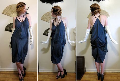 Picture of Turn 3 Silk Scarves and 3 Seams into a 1920s Style Handkerchief Dress 1920 Diy Costume, Easy 1920s Costume, Diy Flapper Costume Easy, Diy 1920s Dress, 1920s Diy Costume, Flapper Dress Diy, Diy 20s Costume, Diy 1920s Costume, Diy Flapper Costume