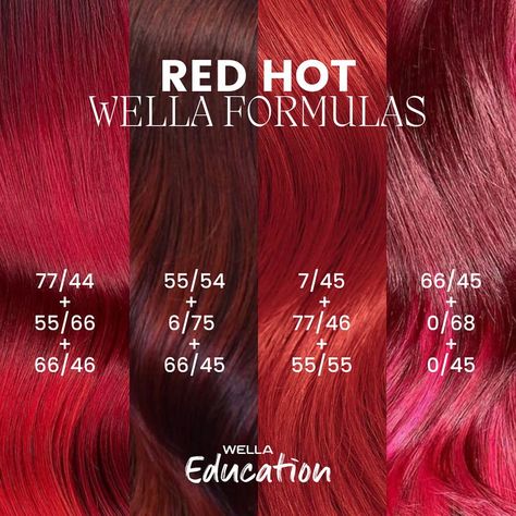 Wella Education | Happy National Cherry Day, #WellaFam! 🍒 Send your clients home with a @wellahairusa Color Fresh Mask in Red for lasting vibrant color… | Instagram Red Copper Hair Color Formulas, Wella Reds Formula, Red Hair Color Dye, Fire Red Hair Color, Wella Reds, Different Shades Of Red Hair, Wella Education, Red Halo Hair, Red Hair Formulas