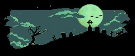 Pixel Graveyard, Night Pixel Art, Graveyard At Night, Spooky Games, Halloween Graveyard, Pixel Art Background, Halloween Cross Stitch Patterns, Pokemon Tattoo, Night Gif