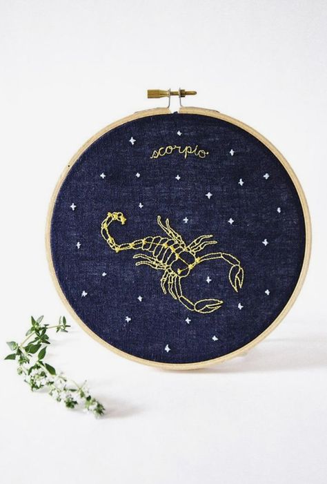 Zodiac Embroidery, Embroidered Portrait, Abstract Embroidery, Astrology Art, Diy Embroidery Patterns, Embroidery Videos, Crafts For Boys, Crochet Cross, October 23