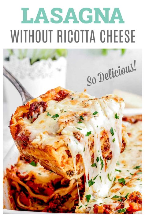 Meat Lasagna Without Ricotta Cheese, Homemade Lasagna No Ricotta, Easy No Meat Lasagna Recipe, Substitute For Ricotta Cheese In Lasagna, Bechamel For Lasagna, Lasagna With Veggies And Meat, Lasagna Recipes Without Ricotta, Easy Lasagna Without Ricotta Cheese, Ricotta Free Lasagna Recipe