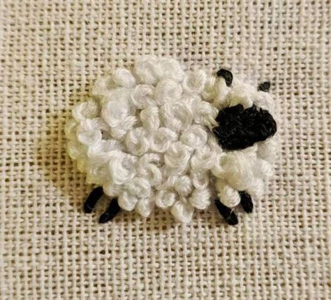 Lamb Embroidery Pattern, Embroidery Sheep Pattern, Lamb Embroidery, Embroidered Sheep, Sheep Embroidery, Dainty Embroidery, Sheep Crafts, Clothes Embroidery Diy, Miniature Embroidery