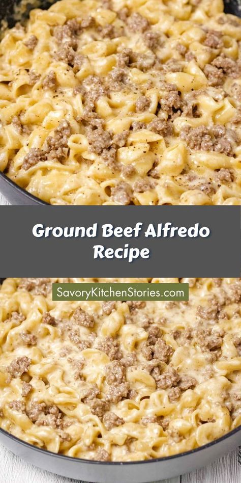 Elevate your dinner routine with a delicious Ground Beef Alfredo Recipe! This easy-to-follow dish combines ground beef and creamy Alfredo sauce, making it a standout in Ground Beef Recipes. Ideal for busy evenings, it’s a delicious way to enjoy pasta and beef in one comforting plate! Ground Beef Alfredo Pasta, Beef Alfredo Pasta, Ground Beef Alfredo, Beef Alfredo, Fettucini Alfredo Recipe, Creamy Ground Beef, Dinners Simple, Fettucini Alfredo, Ground Beef Pasta Recipes