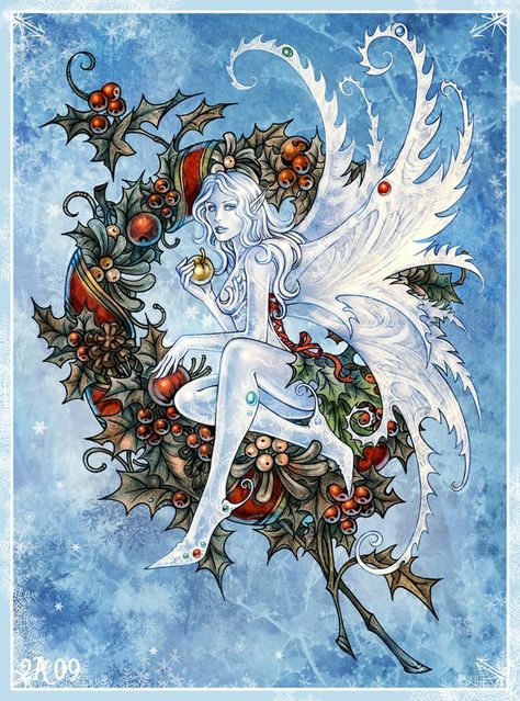 Yule Fairy Fairy Illustration, Fairy Dragon, Fairy Pictures, Winter Fairy, Love Fairy, Fairies Elves, Fairy Magic, Christmas Fairy, Beautiful Fairies