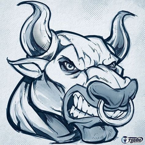 Bull Art Drawing, Tattoo Bull, Bull Mascot, Taurus Bull Tattoos, Bull Art, Bull Tattoos, Dark Art Tattoo, New School Tattoo, Tattoo Art Drawings