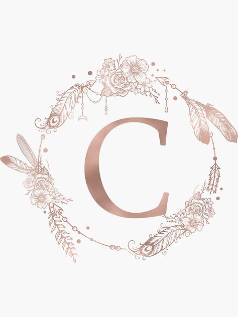 Monogram Throw Pillow, Pink Monogram, Initial Monogram, Rose Gold Pink, Letter C, Throw Pillow, Monogram, Rose Gold, For Sale