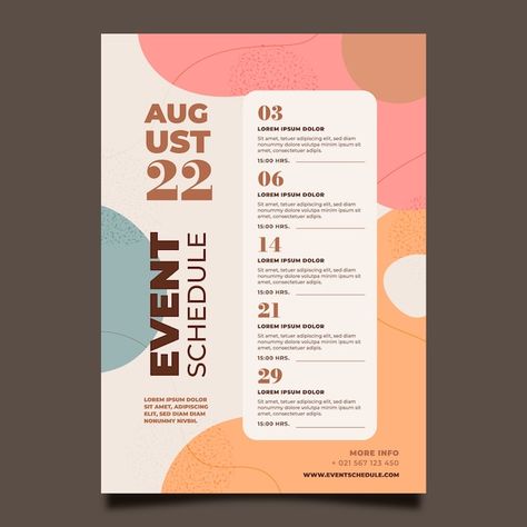 Concert Schedule Design, Program Layout Design Event, Conference Schedule Design Layout, Schedule Graphic Design Layout, Monthly Events Ideas, Meeting Schedule Design, Calendar Schedule Template, Event Itenary Design, Event Program Layout