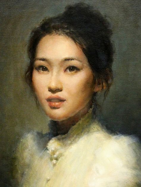 "Self-Portrait" - Faye Hsu, concept animator {contemporary figurative art beautiful female head asian woman face painting} fayehsu.blogspot.com Old Paintings, Classical Art, 인물 사진, Pics Art, Ravenclaw, Figurative Art, Portrait Drawing, Pretty Art, Portrait Art