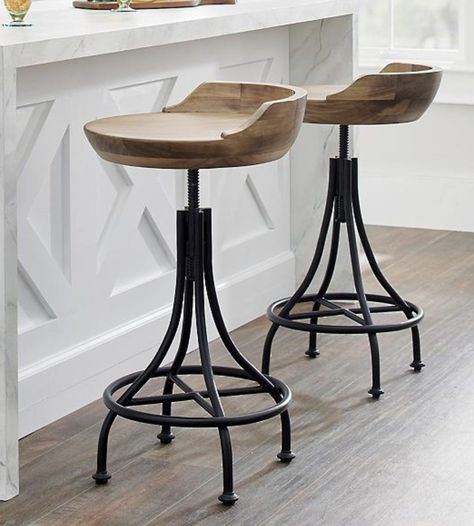 Wooden Swivel Bar Stools, Counter Stools With Backs, Cool Bar Stools, Island Stools, Bar Stools Kitchen Island, Wood Counter Stools, Backless Stools, Farm Houses, Stools For Kitchen Island