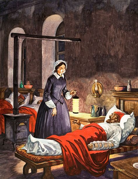 Florence Nightingale by Peter Jackson Florence Nightingale Lamp, Lady With The Lamp, History Of Nursing, Peter Jackson, Nurse Art, Florence Nightingale, Vintage Nurse, Giclee Painting, In Hospital