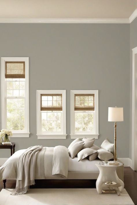 interiordesign  homeinspiration  colorpalette  painttrends Sherwin Williams Cashmere Paint, Heather Gray Benjamin Moore, Grey Cashmere Benjamin Moore, Gray Cashmere Benjamin Moore, Benjamin Moore Gray Wisp, Benjamin Moore Bedroom, Light Oak Floors, Benjamin Moore Gray, Living Room Transformation