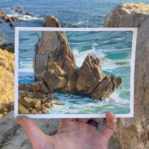 Ocean Gouache, Art Gouache Painting, Paint Landscape, Painter Painting, Contemporary Landscape Painting, Art Watercolour, Gouache Art, Landscape Art Painting, Plein Air Paintings