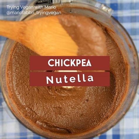 Trying Vegan with Mario on Instagram: “CHICKPEA NUTELLA RECIPE  1 STEP | BLEND: 16 oz. chickpeas 1/4 c roasted hazelnuts or almonds 1/4 c vegan chocolate chips 1/4 c cocoa powder…” Chickpea Nutella, Vegan Chocolate Chips, Nutella Recipe, Vegan Nutella, Healthy Vegan Desserts, How To Roast Hazelnuts, Nutella Recipes, Chocolate Nutella, Vegan Chocolate Chip