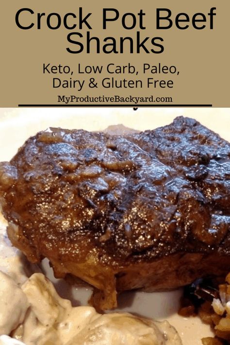 Crock Pot Beef Shanks make a tender, flavorful, Keto, gluten free, dairy free, Paleo meal with the ease of the crock pot. Slow cooked goodness ready at dinnertime! Crock Pot Keto, Dairy Free Meal, Beef Shank Recipe, Beef Shanks, Crock Pot Corned Beef, Crock Pot Beef, Keto Gluten Free, Dairy Free Low Carb, Low Carb Meatballs