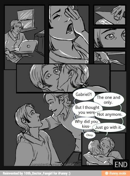 Awww!! This is so adorable. And I feel like Sam really needs this Sam X Gabriel, Sabriel Fanart, Gabriel Supernatural, Sam And Gabriel, Supernatural Ships, Supernatural Comic, Supernatural Fan Art, Supernatural Art, Supernatural Pictures