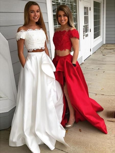 Women Standing, Red Lace Prom Dress, School Dance Dresses, High Low Prom Dresses, Prom Dresses With Pockets, Prom Dresses Two Piece, Lace Prom Dress, White Prom Dress, Prom Dresses For Teens