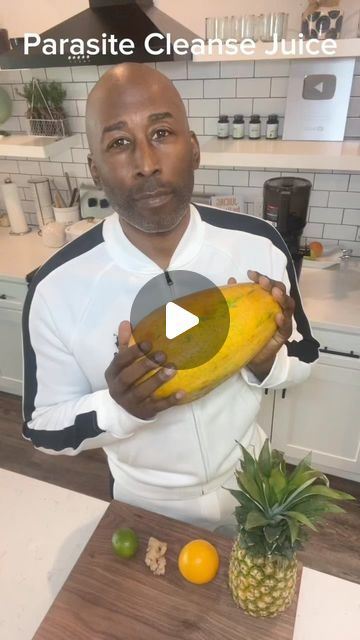 Harold Leffall on Instagram: "Parasite Cleanse Juice.  1 papaya 1 pineapple 1 orange 1 lime  1” ginger  Eat a tablespoon of the seeds daily as well.  Get Ya Juice On!  The juicer I am using is the Kuvings AUTO10. Use my code JuiceGuy and save 10%. Link for juicer is in my bio.  #health #healthylifestyle #parasite #healingjourney #juice #kuvings @kuvingsusa" Juicing Oranges Recipes, Juicing For Parasites, Juicing For Gut Healing, Parasite Juice Cleanse Recipes, Health Benefits Of Juicing, Papaya Parasite Cleanse, Juice For Nausea, Parasite Cleanse Juice Recipes, Papaya Juice Benefits