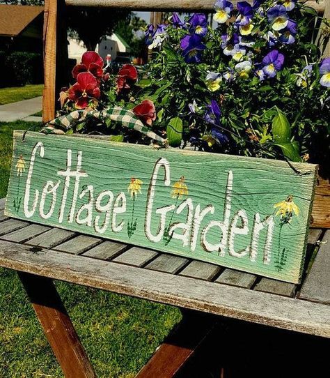 10  Lovely Garden Sign Ideas That Add Style To Your Outdoor Sanctuary - 156 Garden Sign Ideas, Garden Signs Diy, Rustic Spring Decor, Vintage Wood Signs, Picket Fences, Outdoor Sanctuary, Wine Gift Baskets, Rustic Wooden Sign, Sign Ideas