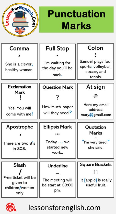 14 Punctuation Marks, Punctuation Symbols Definition and Example Sentences Punctuation Marks Punctuation marks make them more understandable as we put our feelings and ideas in writing. There are 13 punctuation marks in English that you should know. The best way to understand punctuation marks is to see them with examples. Below you will see individual examples of 14 punctuation marks. Punctuation Marks Examples Dot: It is used to end sentences, to indicate a missing part, and to shorten ... How To Use Punctuation Marks, If Punctuation Could Talk, Punctuation Marks For Kids, Punctuation Marks Worksheets, Punctuation Marks Poster, Punctuation Humor, Parts Of Sentences, English Symbols, Proper Punctuation