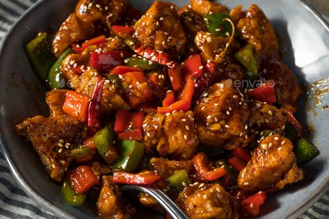 Homemade Spicy Szechuan Chicken by bhofack2. Homemade Spicy Szechuan Chicken with Peppers and Rice #AD #Szechuan, #Spicy, #Homemade, #Chicken What To Cook For Dinner, Szechuan Recipes, Szechuan Chicken, Pork Belly Slices, Curry Dishes, Diced Chicken, Chicken Stuffed Peppers, Chinese Dishes, Bbq Pork