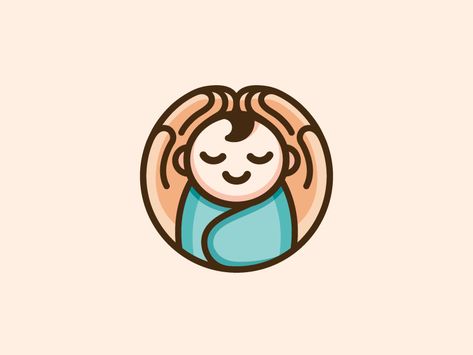 Cute Logo Design, Baby Logo Design, Cute Logo, Baby Icon, Baby Logo, Outline Illustration, Care Logo, Hand Logo, Baby Hands