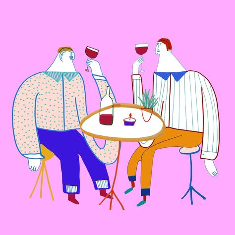 people drinking wine illustration by Ashley Percival. Drinking Wine Illustration, People Drinking Wine, Alcoholic Friends, Drinking Wine Humor, Drinking Wine Photography, Women Drinking Wine, Wine Illustration, Wine Tattoo, People Drinking