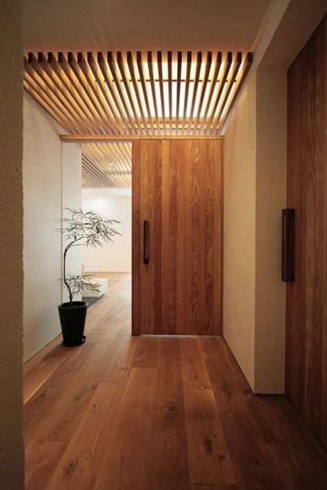 The 21 Ways to Create Japandi Style in Your Home - HaticeXInterior Design and Architecture Japandi Dark Wood Floor, Vestibule Lighting, Bedroom Skylight Ideas, Light Wooden Bedroom, Skylight Interior, Vestibule Door, Wood Ceiling Design, Wooden Interior Design, Ceiling Skylight