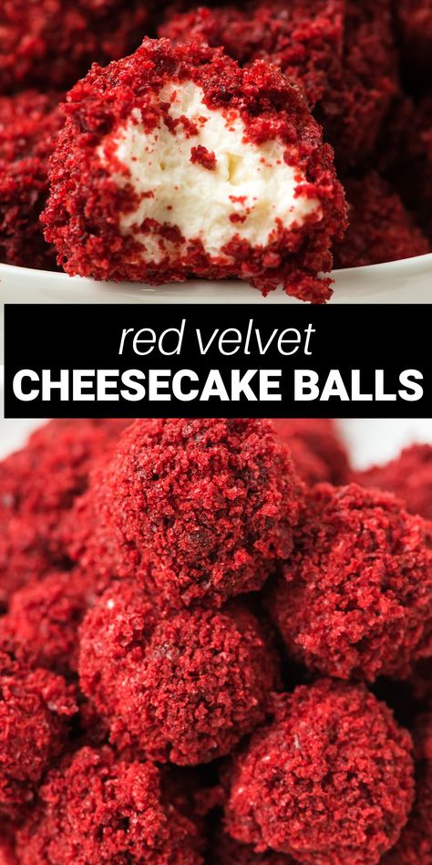 Cheesecake Balls, Velvet Cheesecake, Red Velvet Cheesecake, Slow Cooker Desserts, Bake Cheesecake, Easy Baking Recipes Desserts, Tasty Baking, Sweet Snacks Recipes, Baked Dessert Recipes