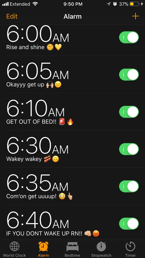 Iphone Alarm Labels Mornings, Phone Alarm Aesthetic, Alarm Name Ideas, Alarm Names, Funny Alarms, Craft Closet Organization, Alarm App, School Routine For Teens, Morning Routine School