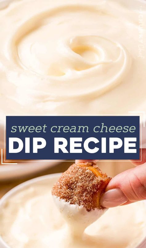 Sweet Cream Cheese Dip - The Chunky Chef Pretzels And Cream Cheese, Cream Cheese Dip For Soft Pretzels, Cinnamon Dip For Pretzels, Cinnamon Cream Cheese Dip, Cream Cheese Pretzels, Cream Cheese Dip For Pretzels, Soft Pretzel Dipping Sauce, Dipping Sauce For Pretzels, Pretzel Dipping Sauce