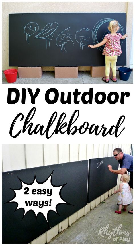 Make your own DIY outdoor Chalkboard for Backyards and Patios using these easy tips and tricks. Chalk Art Projects, Backyard Play Spaces, Outdoor Chalkboard, Kids Chalkboard, Backyard Kids Play Area, Outdoor Play Areas, Kids Outdoor Play, Outdoor Play Area, Diy Chalkboard