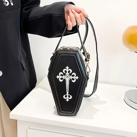 Gothic Crossbody Bag Faux Leather Shoulder Bag Coffin Shape Novelty Purse For Party 8 66 3 15 2 76 Inch - Clothing, Shoes & Jewelry - Temu Novelty Purses, Y2k Shoulder Bag, Cross Shoulder Bags, Pattern Purse, Party Handbags, Coffin Shape, Pu Leather Bag, Mini Studs, Motif Vintage